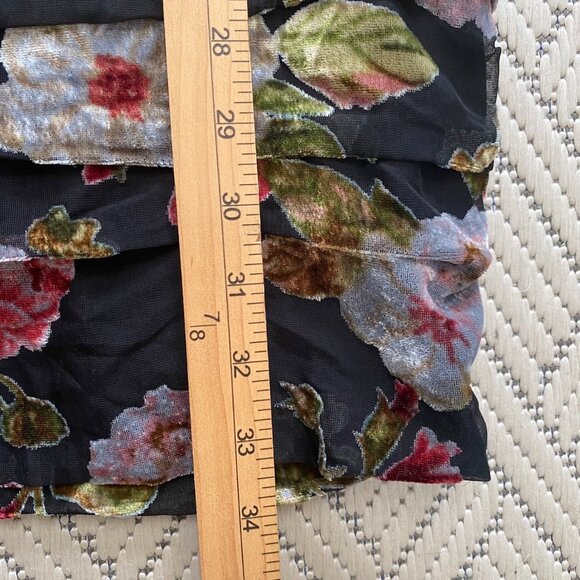 ASTR THE LABEL Floral Velvet Burnout Mini Dress L Black Red Ruffled Whimsigoth - Picture 15 of 16